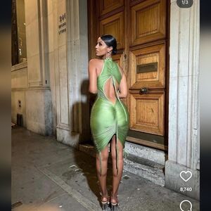 Elegant Green Halter Dress